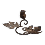 Bougeoir avec oiseau en métal noir