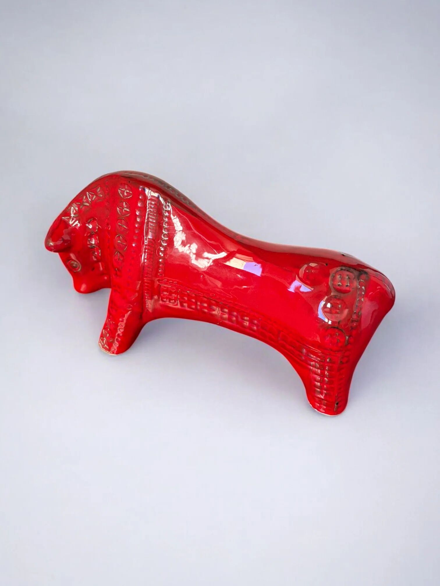 Red ceramic bull by Aldo Londi for Bitossi, Italy, 1960s