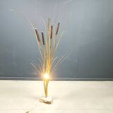 Vintage brass cattail floor lamp by Daniel D'Haeseleer, 1970s