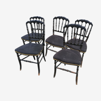 Lot of 5 chairs Napoleon III
