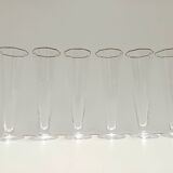 Set of Six Octagonal Hand Blown Murano Glass Flutes by Carlo Moretti, Italy
