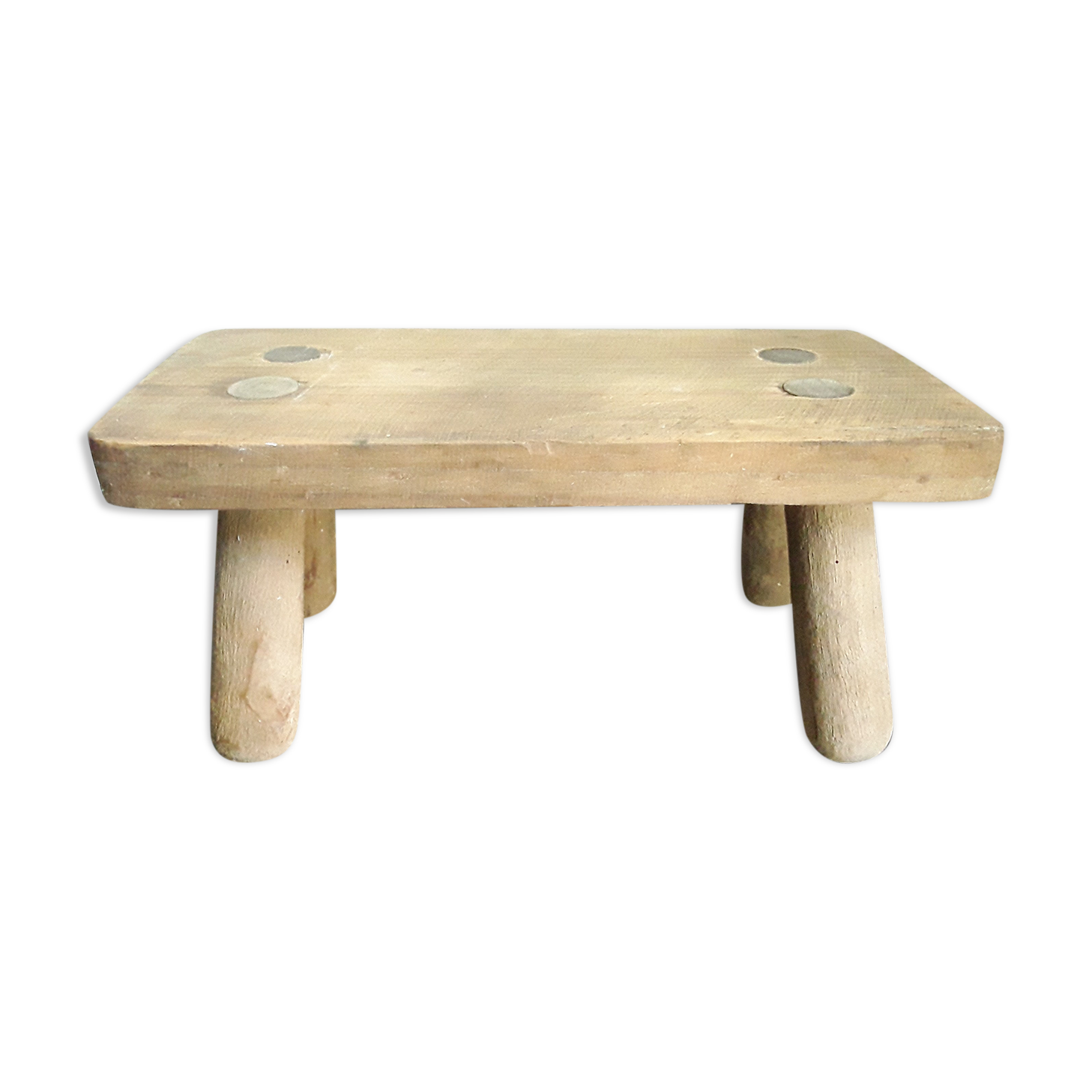 Vintage footstool in light wood