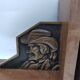 Pair of Breton couple bookends in bronze and wood.