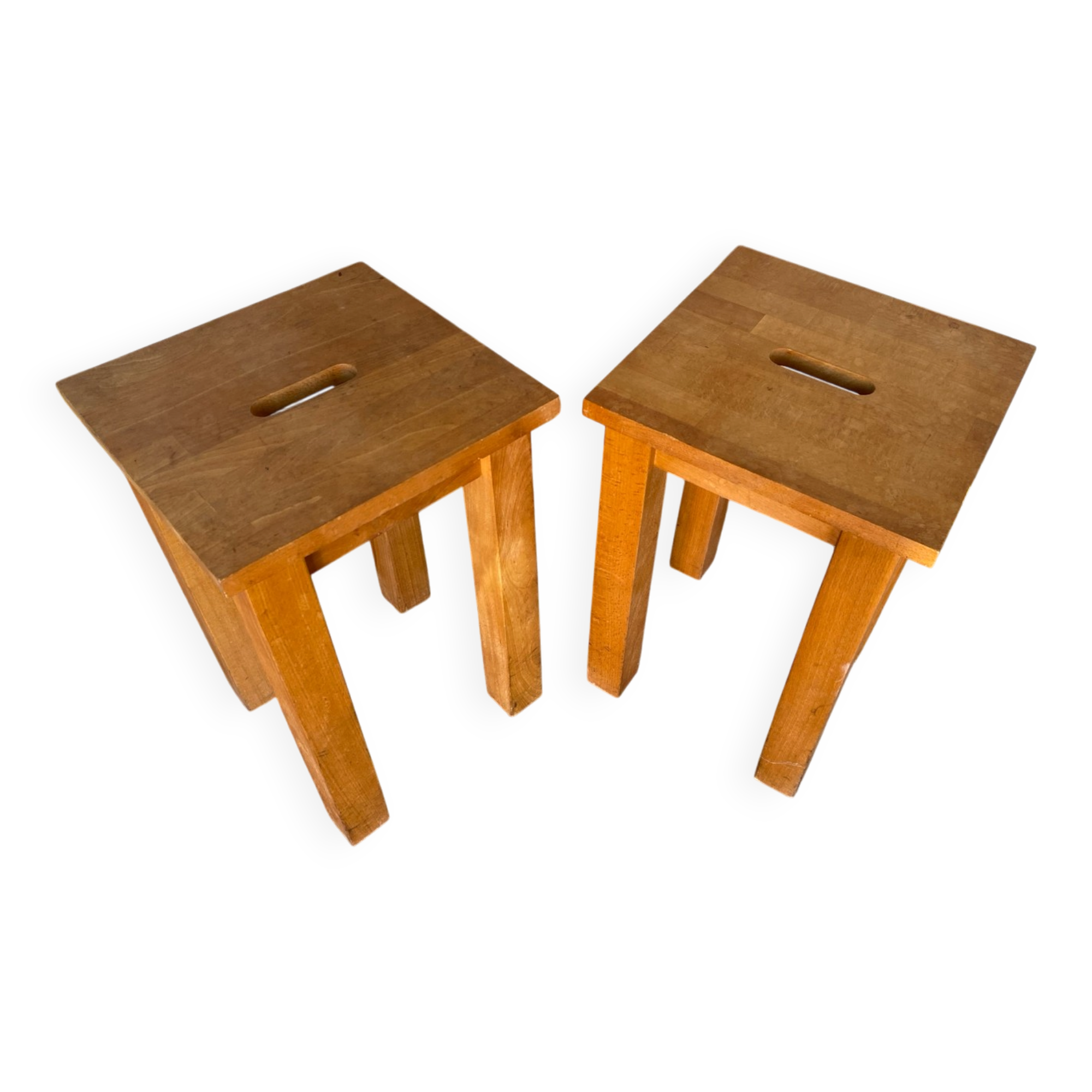 Pair of Vintage Raw Wood Stools