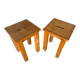 Pair of Vintage Raw Wood Stools