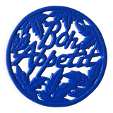 Blue cast iron trivet "bon appetit"