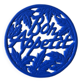 Blue cast iron trivet "bon appetit"