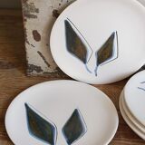 Six ceramic plates with matt enamel 50s