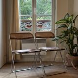 Pair of "Plia" caned chairs by Giancarlo Piretti