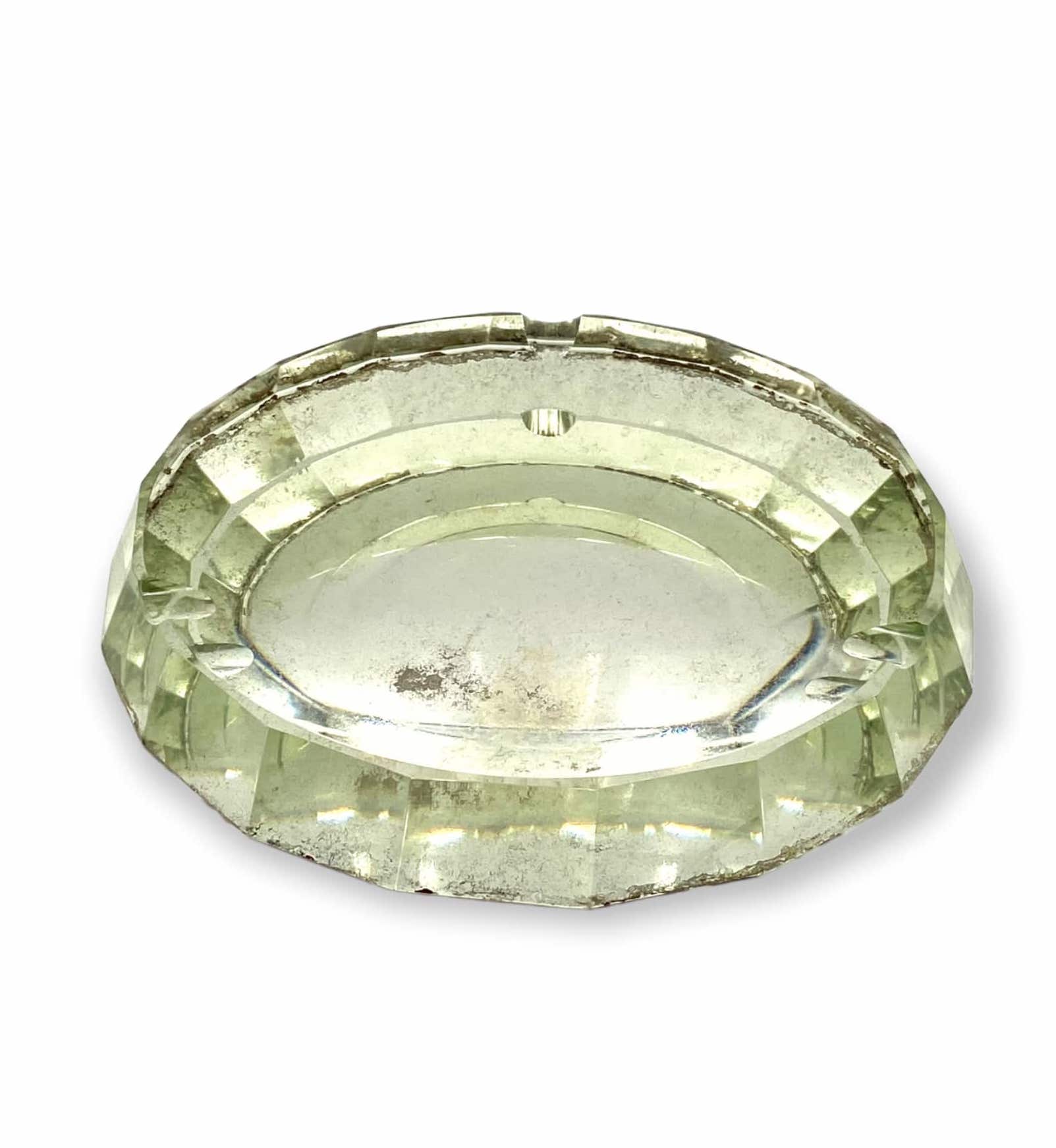 Modern mirrored crystal beveled ashtray, Italy 1940s