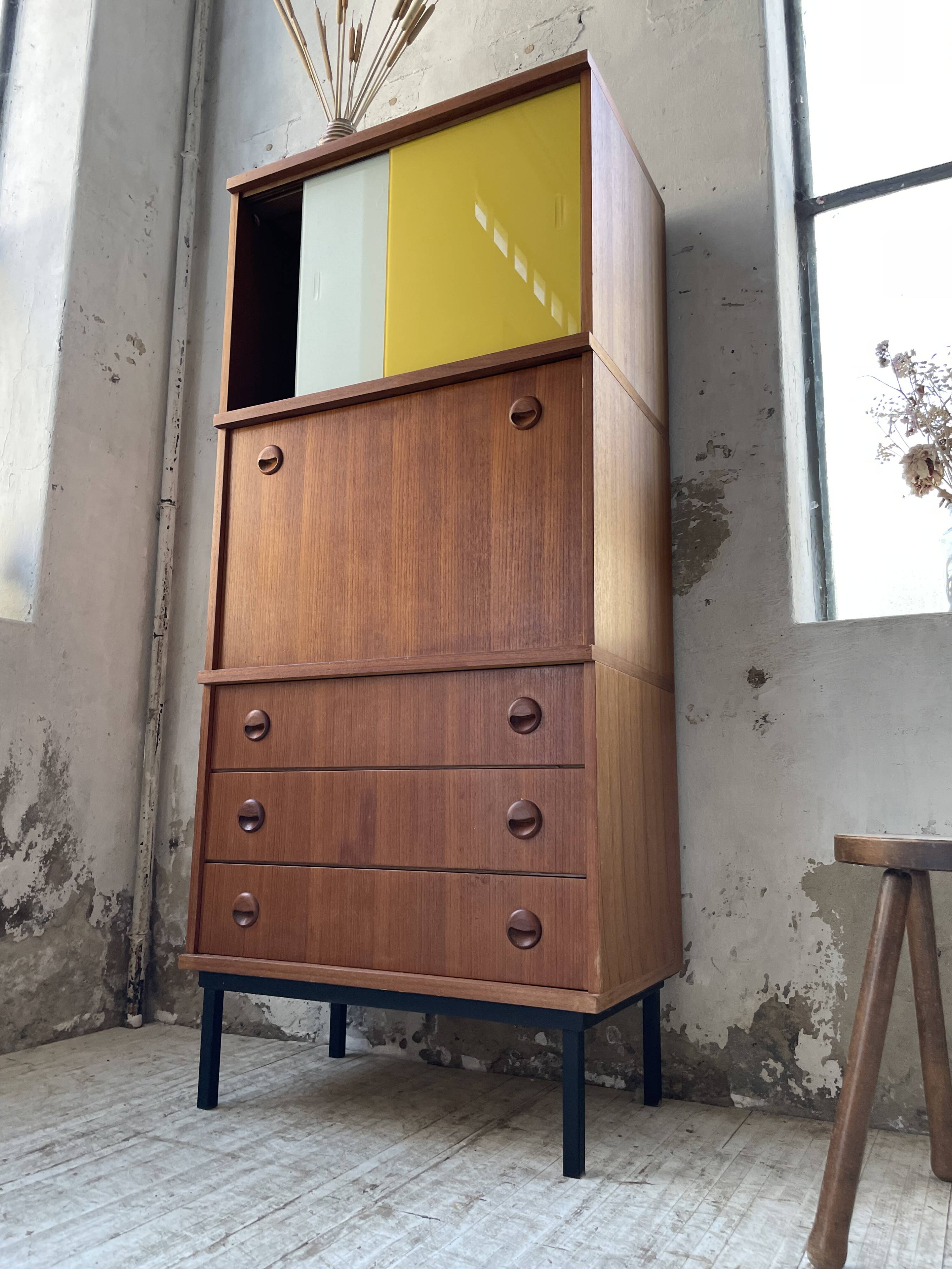 Modernist teak secretary desk, 1950s