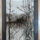 Painting signed gantner (bernard, 1928-2018) – watercolored chinese ink, lake landscape