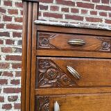 Art Deco chest of drawers, marble top, solid oak, dressing table