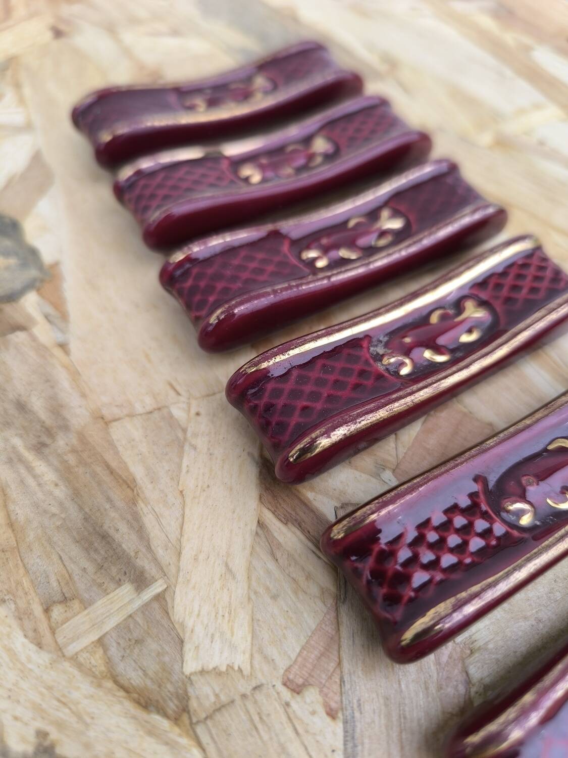 Set of 9 vintage earthenware knife holders