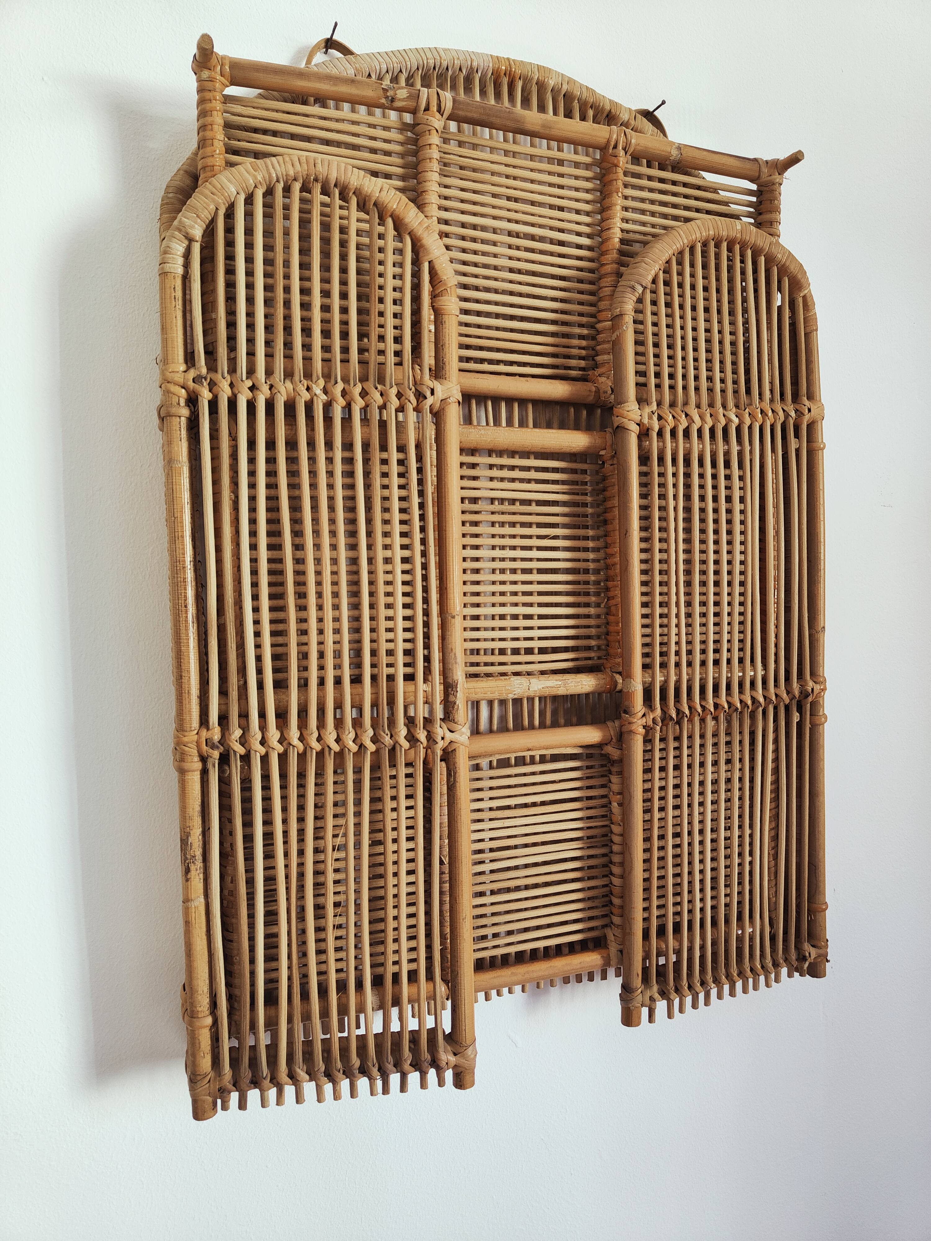 Rattan wall shelf