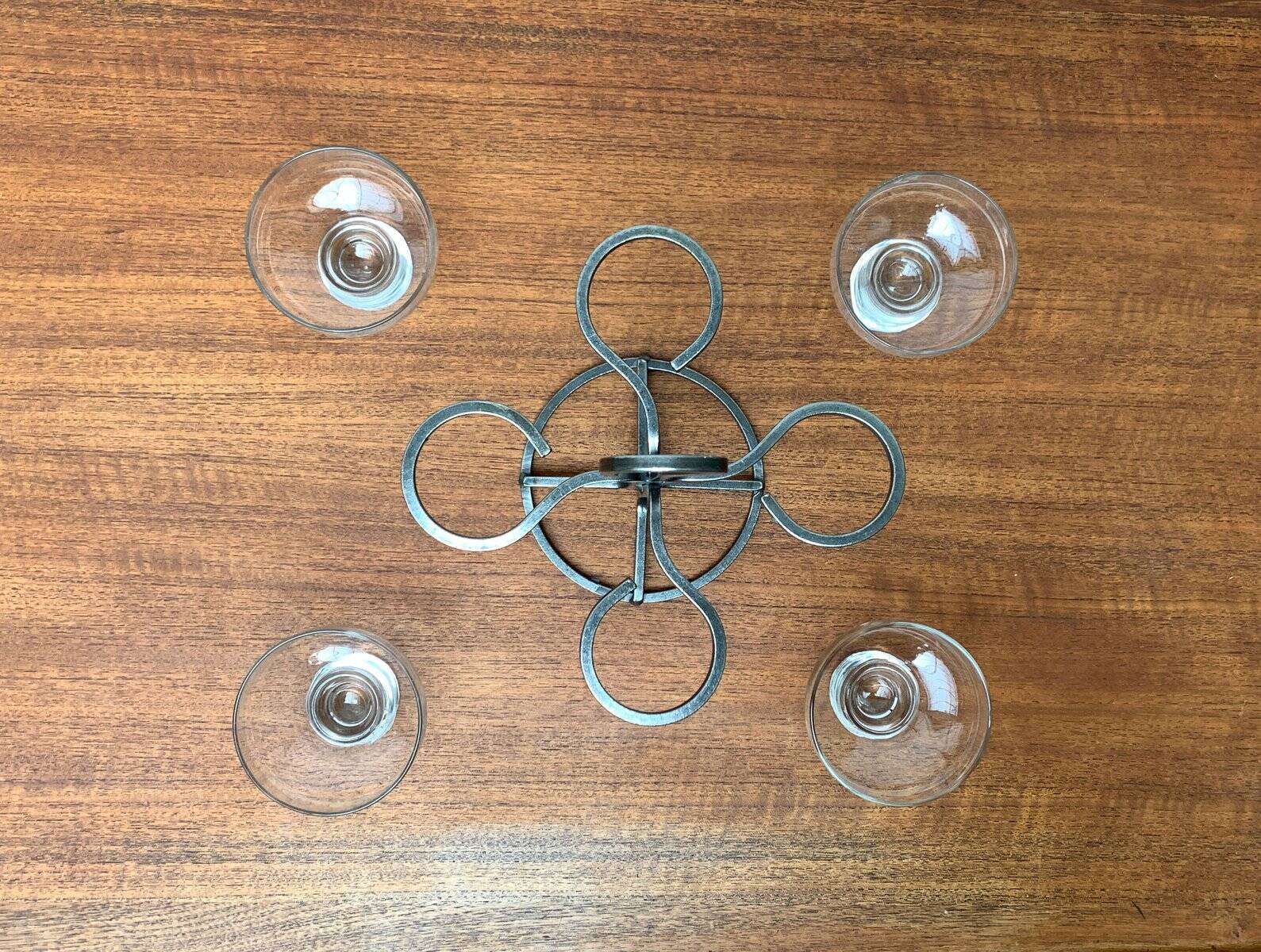 Danish metal and glass candlestick, 1960s