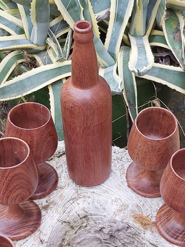 Service bouteille et verre teck scandinave