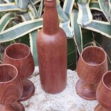 Scandinavian bottle and teak glass service