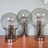 Maxi Globe trio of ceiling lights in smoked glass, RAAK Amsterdam, 1960