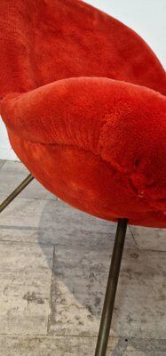 Original red fabric Egg chair by Fritz Neth, 1965
