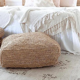 Pouf square floor cushion in natural bohemian jute raffia