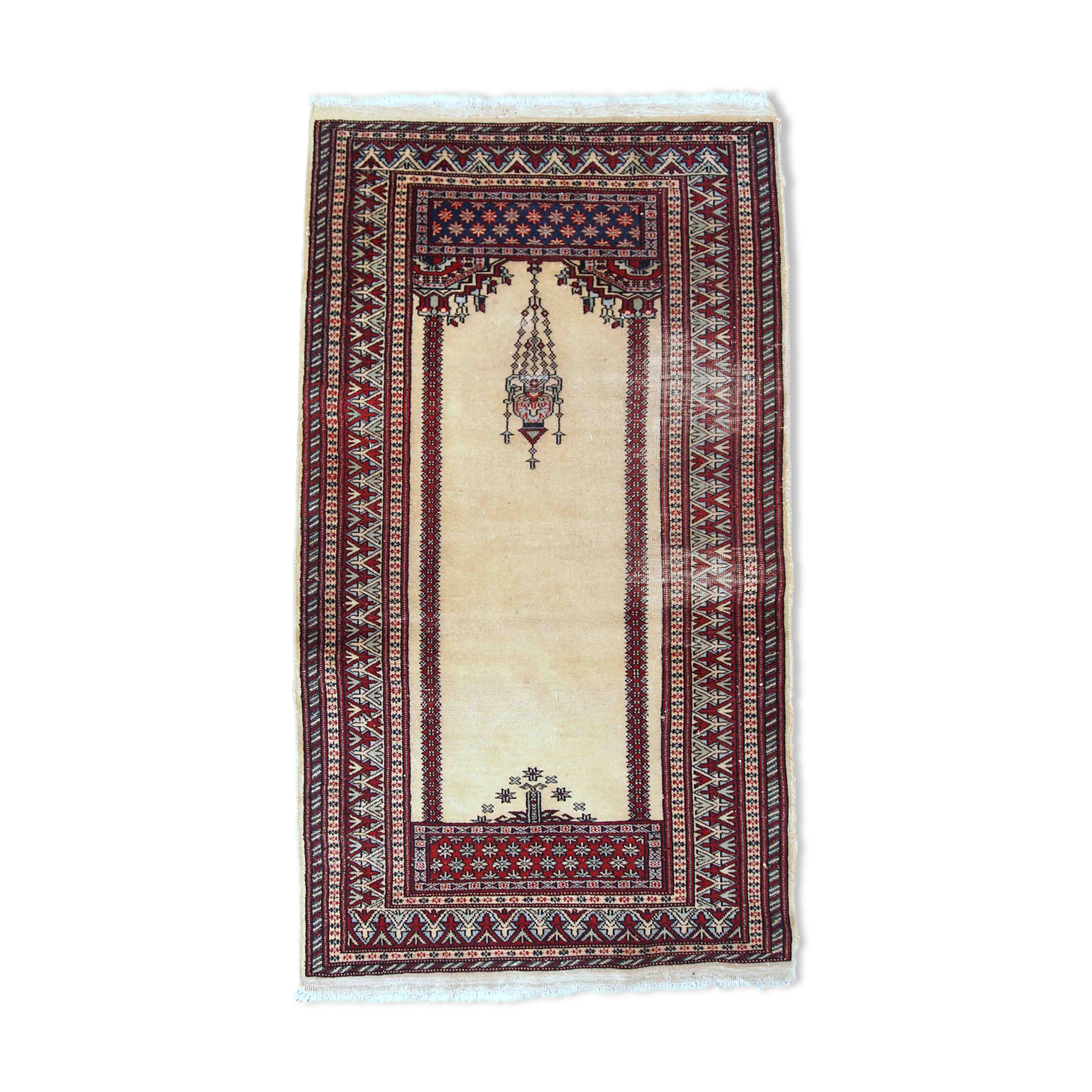 Vintage Pakistani carpet Lahore handmade 77cm x 140cm 1960s, 1C716