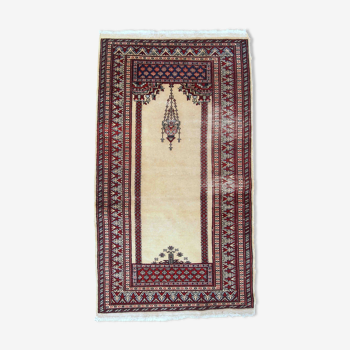 Vintage Pakistani carpet Lahore handmade 77cm x 140cm 1960s, 1C716