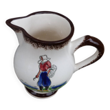 Pot a lait vintage céramique style breton marqué Arcachon