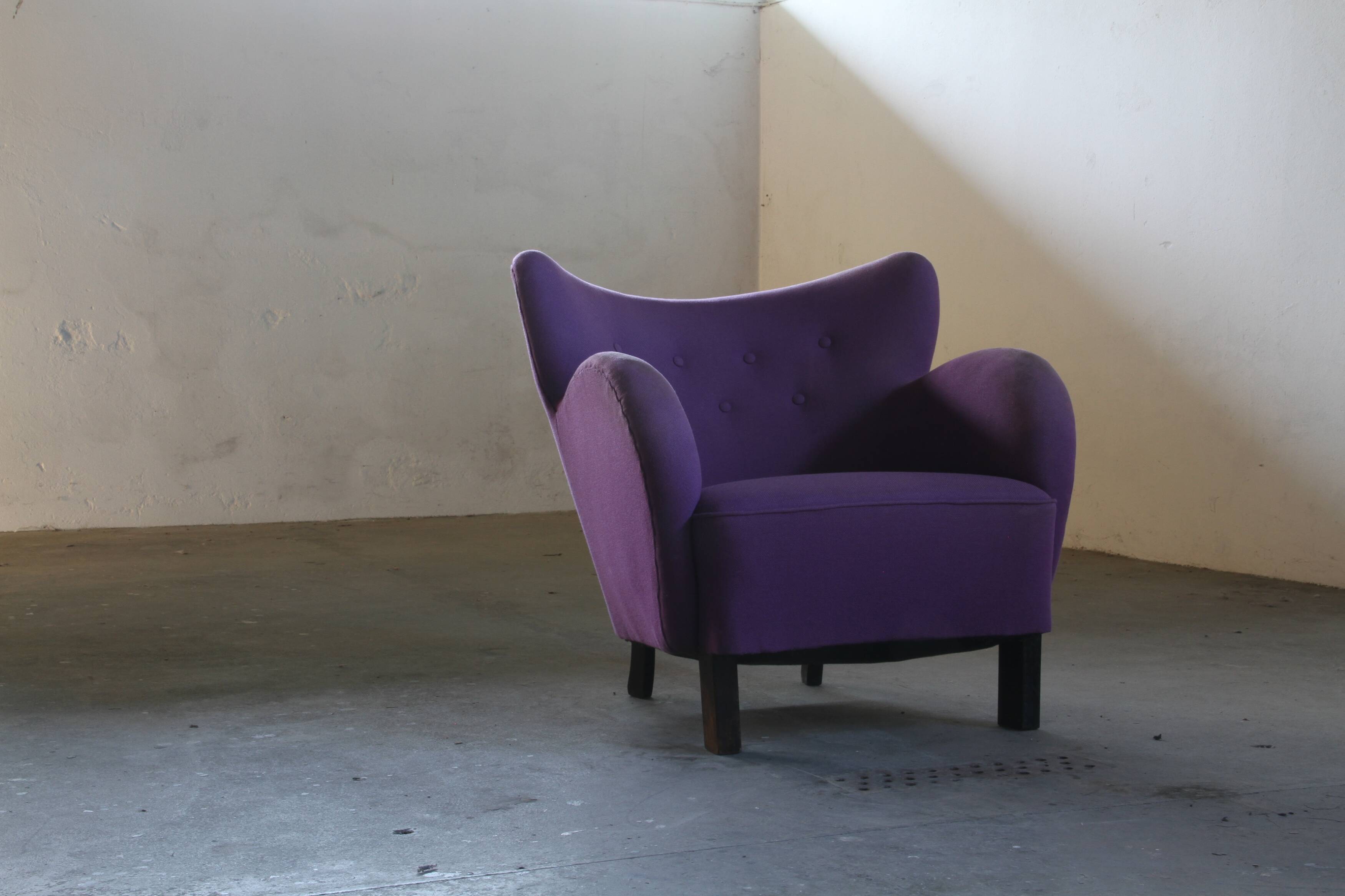 Vintage Danish 1930s club lounge chair, style of Fritz Hansen & Flemming Lassen