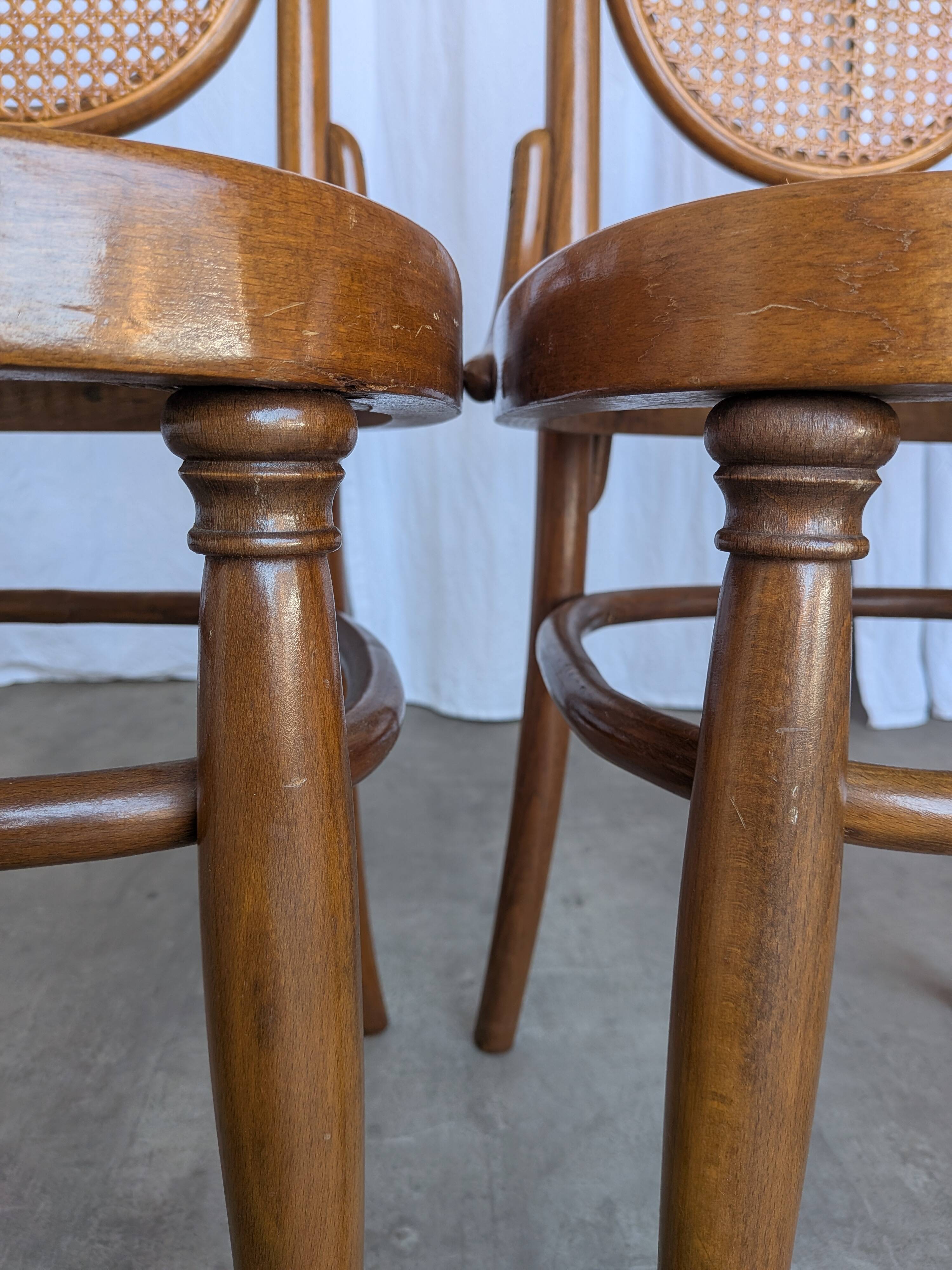 Set of 4 Mid-century Bentwood Cane Dining Chair, Thonet Style, 1970s Yugosl