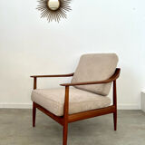 Old vintage teak armchair design Walter Knoll for Knoll Antimott Germany 1960s