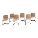 Set of six Cidue rattan dining chairs
