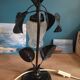 Lampe chevet métal noir feuilles tulipe verre givré