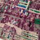Berber rug Boujaad purple with colorful patterns 264x141cm