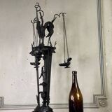 Tripod with herons, oil lamp holder, large object, bronze, Italy 19th century