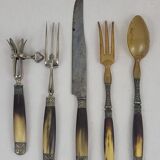 Art Deco serving cutlery with horn handle