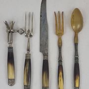 Art Deco serving cutlery with horn handle