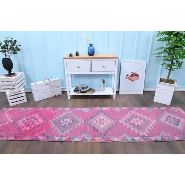 1970s Turkish Handmade Wool Runner Rug 80x321