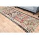 1970s Turkish Oushak Handmade Wool Cotton Red Runner Rug 131x354