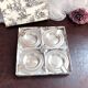 Box of 4 individual silver ashtrays in fine silver France