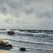 Large Oil on Marine Canvas signed F. Carbu – 20th