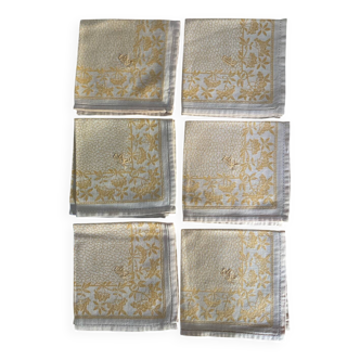 Lot de 6 serviettes à thé monogrammées en damassé