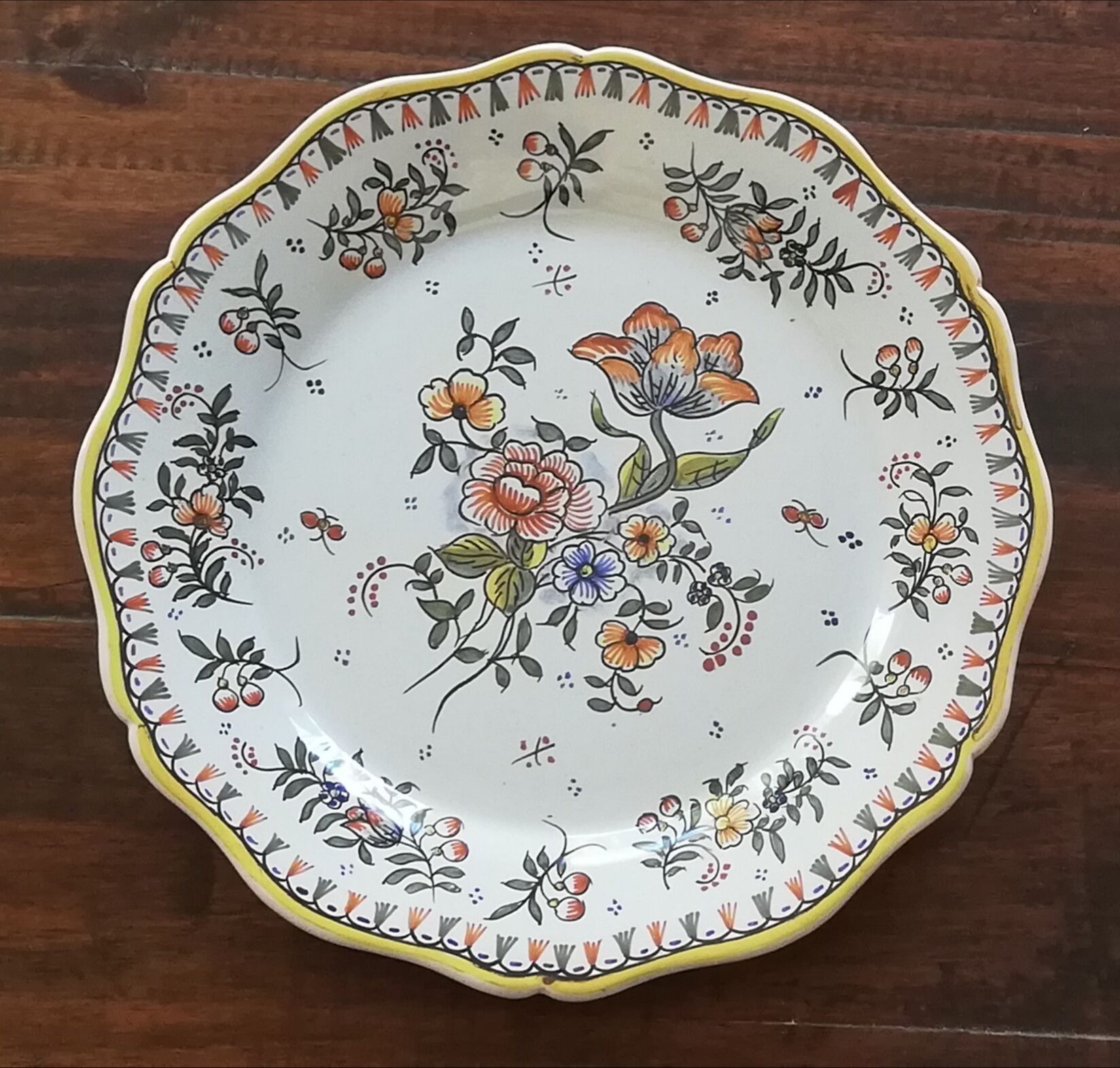 Collection plate Vieux Rouen signed handmade