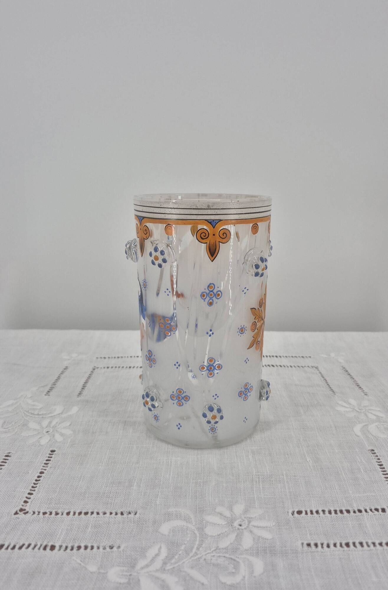 Small enamelled glass vase with armorial design in Historismus style from 19th century Bohemia.