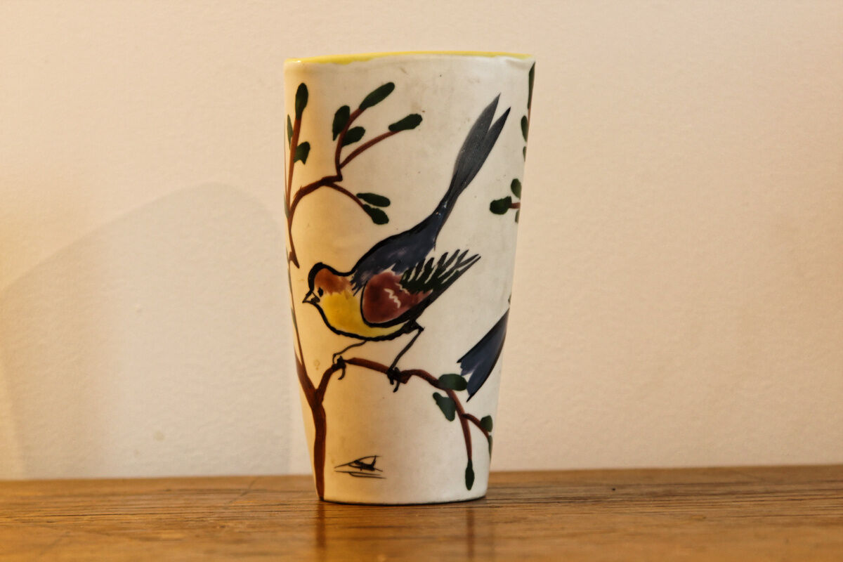 Vase Vallauris signed, birds