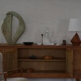 Low oak sideboard, mid-century modern, made by a Danish cabinetmaker, 1960s.
