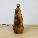 Brutalist gouged wood lamp