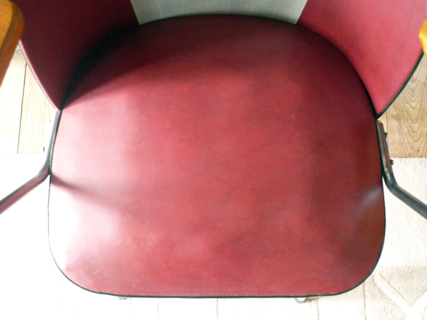 1960 Structure chrome tube - beech - two-tone leatherette Chair