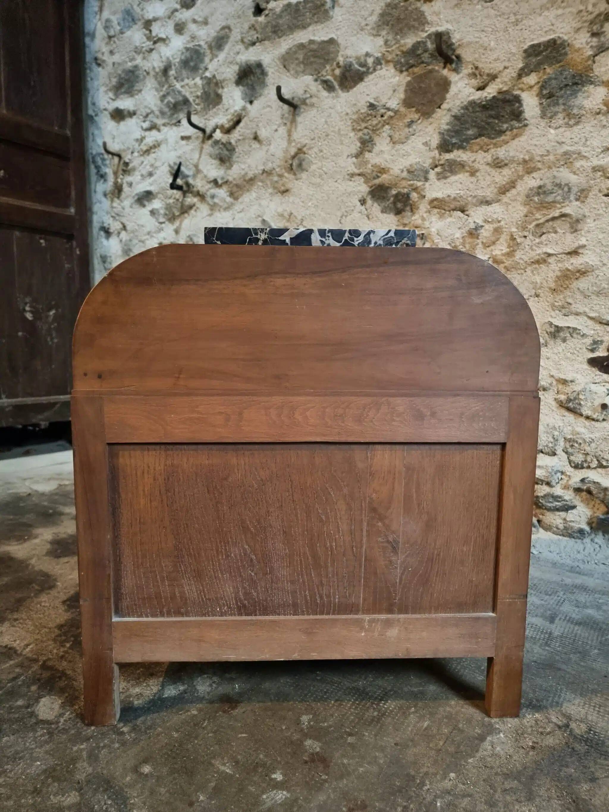 French Art Deco bedside table with a marble top, circa 1930.