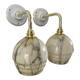 Pair of art deco wall lamps in marbled opaline